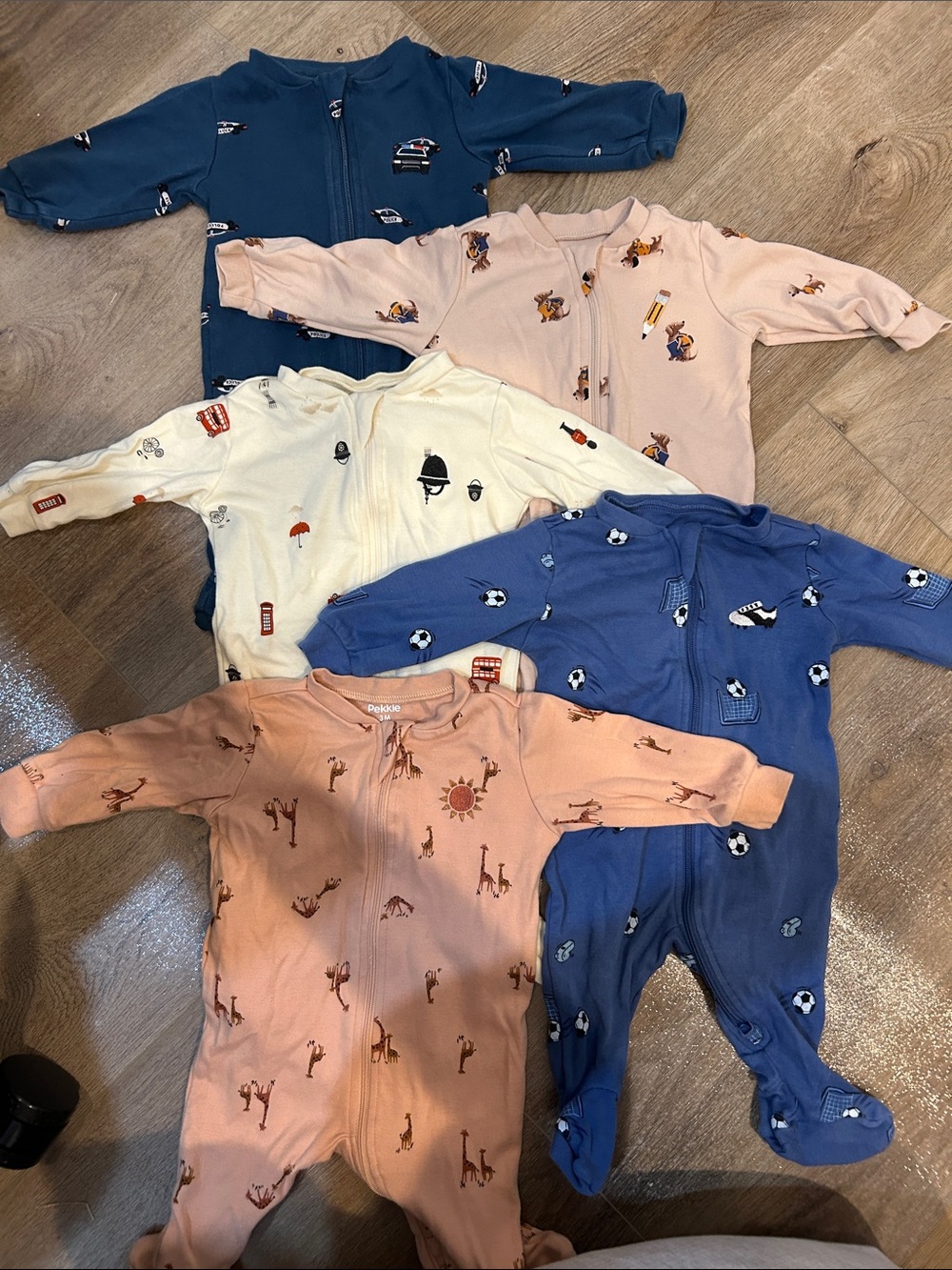 Pekkle onesie lot, boys, 3M, 5 pieces